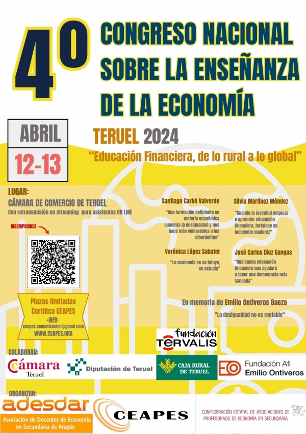 4º Congreso Nacional sobre la Enseñanza de la Economía - TERUEL 12 y 13 de abril de 2024
